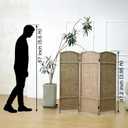 3 Panel Rattan Divider Short Room Partition Screen,Double Sided Folding Divider for Room Separation,Light Brown,47.2" H x 47.2" W