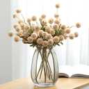 Faux Kiku Flower, 10 Stems with 5 Heads Each & 4 Branches Eucalyptus Stems, Artificial Small Mini Chrysanthemum Flowers for Aesthetic Room Decor, Floral Arrangements Centerpiece, Beige