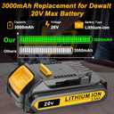 LONG FIT Replace for DEWALT 20V MAX Battery Pack, 3.0-Ah, 2-Pack, Compatible with Dewalt DCB200 DCD DCF DCG Series Cordless Power Tools