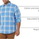 Amazon Essentials Men's Long-Sleeve Regular-fit Stretch Poplin Shirt (Blue, S)