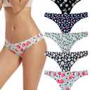 voenxe Seamless Women Underwear Thongs,No Show Ladies Thong,Invisible No Line Breathable Comfortable Panties Undies,Womens No Seam Soft Wide Gusset Tanga,Legging Underpants for Woman 5-Pack, L