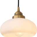 Glass Pendant Lights Kitchen Island, Vintage Pendant Light Fixtures with White Glass Shade, Globe Hanging Ceiling Lamp for Dining Room Bedroom Hallway Stairwell (Antique)