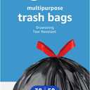 Amazon Basics Multipurpose Drawstring Trash Bags, 30 Gallon Capacity, Tear Resistant, 50 Count (Previously Solimo)
