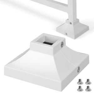 2pcs Post 1" Aluminum Deck Post Base Cover, Post Skirt, Handrail, Stair, Porch, Deck Railing Base Brackets Covers (White) (Post 1"x 1" Base 3.5"x3.5")
