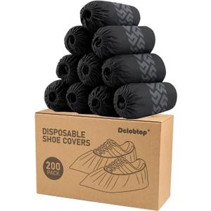 Black Recyclable Shoe Covers Disposable - Booties for Shoe Covers, Disposable Shoe Covers in 200 Packs, Shoe Covers for 9-11 US Men&10-12 US Women