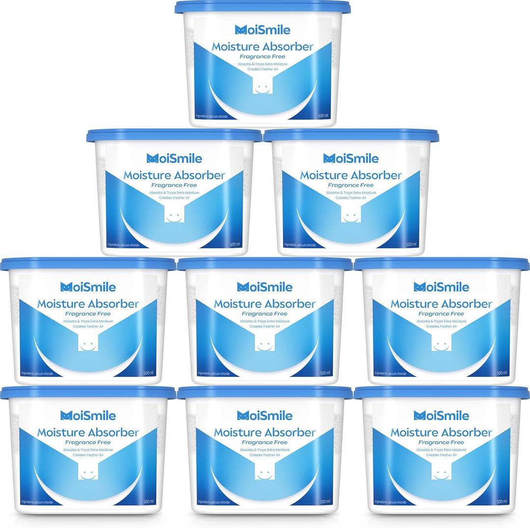 Moisture Absorbers 9 Pack, Fragrance-Free Closet Dehumidifier for Bathroom, Car Basement, 10.5 Oz Refillable Humidity Absorber Boxes