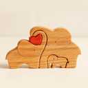 Family Wood Love Animal Puzzle Decoration- Wooden Bear Puzzle, Customized Wooden Oak Decorative Piece for Home Decor and Thoughtful Christmas Birthday Gifts Couple Friends,2-6 PCS (3 Elephants)