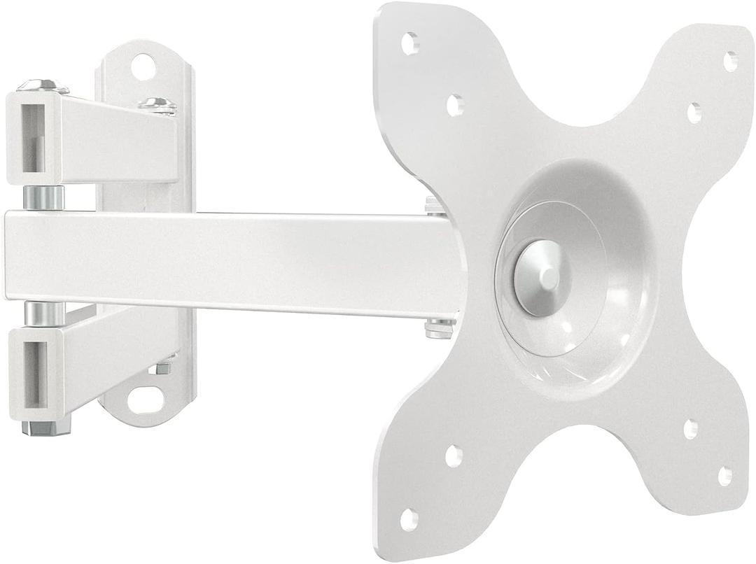 WALI TV Wall Mount Articulating LCD Monitor Full Motion 15 inch Extension Arm Tilt Swivel for Most 13 to 32 inch LED TV Flat Panel Screen with Mounting Holes up to 100x100mm (1330LM-W), White