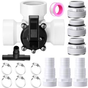 DoubleFill 3 Way Swimming Pool Diverter Valve Hose Adapter with Hose Clamps Replacement Slip Valve Filter Hose Conversion Kit with Seal Ring for 1 1/ 4'' or 1 1/ 2'' Filter Ports (White, Hose Adapter)