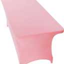 Peomeise 8FT Spandex Table Cover Rectangular Stretch Spandex Tablecloth (Pink,8FT)