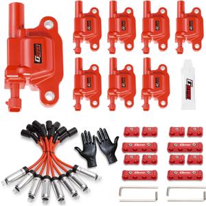 Set of 8 Square Ignition Coil Pack and Wires Harness for 5.3 V8 2007 2008 2009 2010 2011 Chevy Silverado 1500 Avalanche Tahoe Suburban GMC Yukon Sierra Coils 5.3L Replaces UF413 12570616