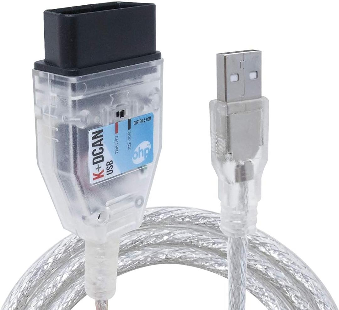 K DCAN Bimmercode USB OBD2 Cable for BMW Coding | ISTA+ INPA Rheingold OBD | Compatible with Windows | 1998-2016 E-Series