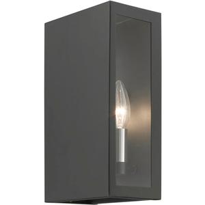 Livex Lighting, 29122-14, Winfield, Outdoor ADA Medium Sconce, Textured Black with Brushed Nickel Candles