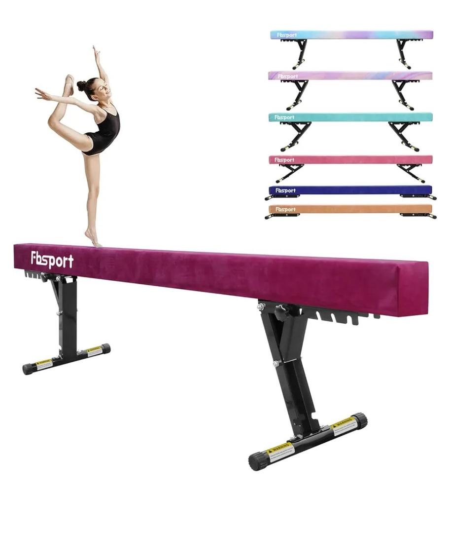 FBSPORT 8ft Adjustable Balance Beam: High and Low Floor Beam Gymnastics Equipment for Kids/Adults,Gymnastics Beam for Training,Practice, Physical Therapy and Professional Home Training with Legs