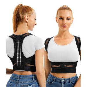 URSEXYLY Back Brace and Posture Corrector for Women and Men, Lightweight Shoulder Straightener Adjustable Full Back Support,Back Pain Relief Spine Corrector (Black, XS/S)