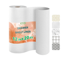 OcePor Non-Adhesive Drawer and Shelf Liner 12IN x 20FT, Non Slip Cabinet and Cupboard Liner, Kitchen Cabinet Liners for Shelves,Waterproof Drawer Shelf Liners for Cabinets/Bathroom Cupboard, White