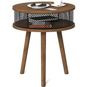Round Coffee Table with Storage,Round Coffee Table,Small Coffee Table,Boho Coffee Table,Suitable for Living Room, Study, and Bedroom