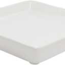 Square Plant Saucer 12 Inch 1 PackPlant Trays for Pots, White Ceramic Plant Saucers for Indoors Outdoors, Plant Drip Tray 4 6 8 10 12 14 Inch