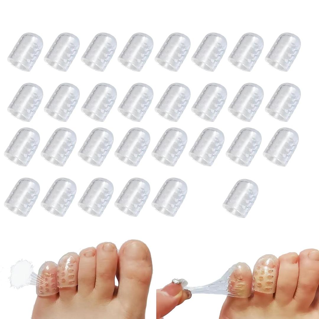 3 x Breathable Silicone Little Toe Sleeves for Women with Airflow Holes, Gel Toe Covers, Silicone Anti-Friction Toe Protector, Gel Toe Separators for Corns, Blisters, Calluses (30)