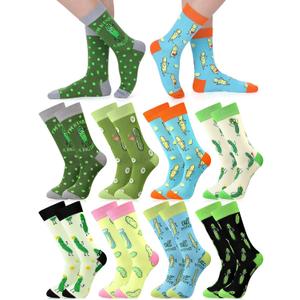 8 Pairs Funny Pickle Socks for Women Men Novelty Dill Cotton Mid Calf Socks Crazy Gifts for Pickle Lovers Holiday Birthday Gifts, One Size