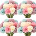 Tigeen 50 Pcs Artificial Flowers Chrysanthemum Ball Fake Flowers Lifelike Artificial Chrysanthemum Ball for DIY Wedding Bouquets Bridal Shower Table Centerpieces Home Kitchen Garden (Multi Colors)