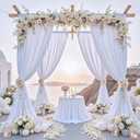 50 ft x 10 ft Wrinkle Free White Backdrop Curtain for Wedding Parties, Polyester Photo Backdrop Drapes for Baby Shower Birthday Party Backdrop Stand, Bulk Thick Background Curtains, 5x10FT 10 Panels