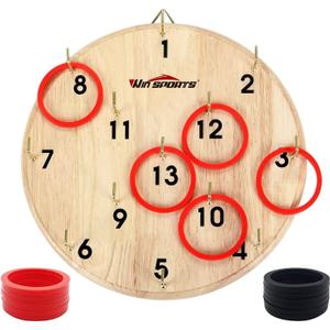 Win SPORTS Ring Toss Game,Indoor Outdoor for Kids Adults Family,Fun Tailgate or Hangs on Wall,Exciting Gift Idea, Safe & Durable Design,Includes 13 Metal Hooks and 14 Rubber Rings