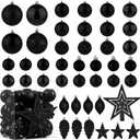 Christmas Ball Ornaments - 43pcs Shatterproof Christmas Tree Decorative Hanging Ornaments with Loop for Xmas Holiday Party Wreath Home Decoration, Black(Combo of 10 Ball and Shaped Styles)