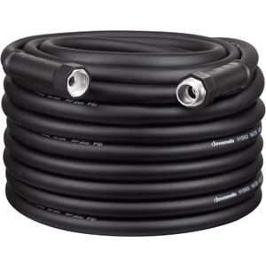 DEWENWILS Garden Hose 75 ft x 5/8", Water Hose with Swivel Handle, Heavy Duty, Lightweight, Flexible Hose for Plants, Car, Yard, 3/4 Inch Solid Fittings, Drinking Water Safe (Black)