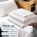 Twin XL Size 3 Piece Sheet Set - Comfy Breathable & Cooling Sheets - Hotel Luxury Bed Sheets for Women & Men - Deep Pocket, Easy-Fit, Extra Soft and Wrinkle Free - Antique White Oeko-Tex Bed Sheets