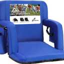 Sportneer Stadium Seats with Back Support: 2.5'' Thick Comfy Cushion 6 Adjustable Angle Bleacher Seat with Armrest - 2 Large Pockets, 2 Cup Holders Stadium Chair for Sport Events Concerts Parks (Non-Heated, Regular - 20.5", Blue)