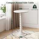Round Side Table, Small Drink End Table, Solid Wood Leg Accent Nightstand | Pedestal Base Design, Sofa Side Table, Living Room Bedroom Furniture, Apartment Office Decor, White