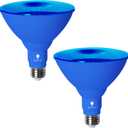 Bluex Bulbs 2 Pack BlueX LED Par38 Flood Blue Light Bulb - 18W (120Watt Equivalent) - Damp Rated Dimmable - E26 Base Red LED Lights