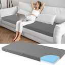 HOMBYS 3 Inch Memory Foam Sofa Topper Pad, 71" L x 27.5" W Inch Couch Topper Cushion with Washable Cover for Sofa, Couch Cover Pad with Non Slip Bottom