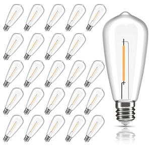 Jasneniebo 25 Pack Edison E17 LED Bulbs for Outdoor String Lights, 0.6W Shatterproof Intermediate Base Patio/Wedding String Lights Replacement Bulbs for Outside, E17/C9 Warm White 2700K