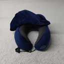 Travel Pillow with Extra Large Hood for Airplane Long Flights Privacy and Comfort Memory Foam with Velvet Cover for Road Trip Head&Neck Support for Plane Office Cars Sleeping & Rest (Navy Blue)