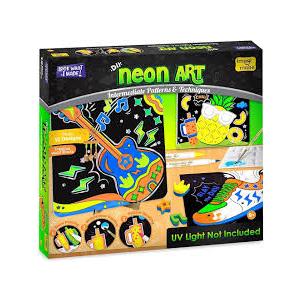 Imagimake DIY Neon Art Kit | 12 Exciting Neon Art Projects | Water Brush Pens & Stamps | Arts and Crafts for Kids Ages 8-12-16 | Arts and Crafts for Adults & Kids | Gifts for 8 Year Old Girls & Boys