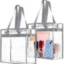 Clear Bag for Stadium Events Approved, 12x6x12 Large Transparent Tote, Clear Bag for Gym Concert Sports (Gray)
