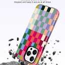 Jusy Compatible with MagSafe Checkerboard Phone Case for iPhone 16 Plus, Cute Aesthetic Checkered Magnetic Soft TPU and Hard PC Protective Phone Cover for Women Girls（Shiny） - Colorful