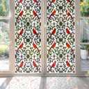 2PCS 17.7x39.4inch Cardinal Stained Glass Window Film, Cardinal Stained Glass Window Film for Bathroom Door Heat Anti UV