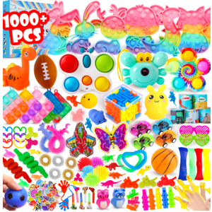 1000Pcs Bulk Party Favors for Kids, Fidget Toys Pack,Stocking Stuffers, Treasure Box Chest, Birthday Party, Classroom Carnival Prizes, Pinata Stuffers, Goodie Bag Stuffers, Stress Relief, Sensory Toys