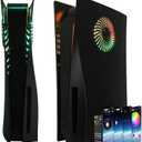 Faceplate with RGB Light Strip for PS5 and Dust Filter for Cooling Vents DOBEWINGDELOU 400+ Effects LED Light Ring Console Cover for Disc Edition DIY Decoration Kit Accessories Black