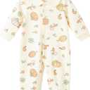 pureborn Baby Boys Girls Romper One-Piece Beach Outfit Summer Clothes 0-24 Months (3-6 Months, Pumpkin Long Sleeve)