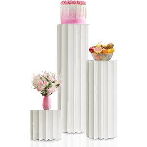 3 Pcs Cylinder Stands for Party White Cylinder Pedestal Stand for Display Foldable Cardboard Column Cylinder Table for Parties Baby Shower Birthday Wedding Pillar Display Decoration Diameter 7.87 Inch