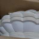 350 Pcs Cream White Scalloped Paper Plates Shell Edge Disposable Tableware Cocktail Napkins Cups Plastic Spoons Forks Knives for Wedding Baby Shower Picnic Birthday Party Supply for 50 Guests