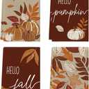 Artoid Mode Maple Leaves Pumpkin Fall Kitchen Towels Dish Towels, 18x26 Inch Farmhouse Thanksgiving Decoration Hand Towels Set of 4