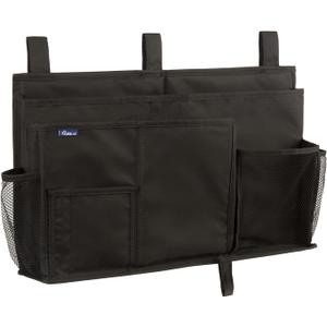 Surblue Caddy Hanging Organizer Bedside Storage Bag for Bunk and Hospital Beds, Black, L
