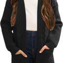 Ermonn Girls Kids Open Front Cardigans Sweaters Long Sleeve Knit Cute Sweater Outwears with Pockets for 5-14 Years (5-6 Years, Black)