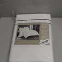 Chic Home Alford 3 Piece Organic Cotton Duvet Cover Set Solid White with Dual Stripe Embroidered Border Hotel Collection Bedding  Includes Two Pillow Shams, King, Navy