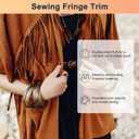 M METERXITY PU Leather Fringe Trim, 1 Yard 4 Inch Camel Double Side Suede Tassel Sewing Trim for DIY Craft/Sewing Dress Costume/Bags Shoe Decoration, Fringe Tassel
